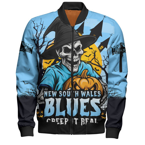 New South Wales Blues Bomber Jacket Dark Moon Rugby Halloween Battle Edition