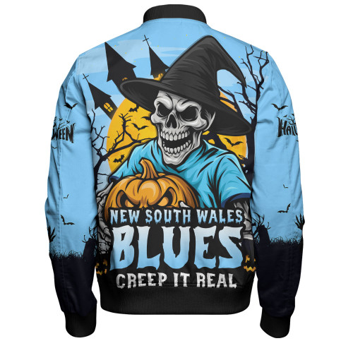 New South Wales Blues Bomber Jacket Dark Moon Rugby Halloween Battle Edition