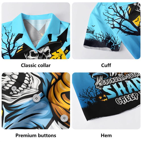 Cronulla-Sutherland Sharks Hawaiian Shirt Dark Moon Rugby Halloween Battle Edition