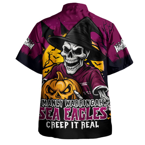 Manly Warringah Sea Eagles Hawaiian Shirt Dark Moon Rugby Halloween Battle Edition