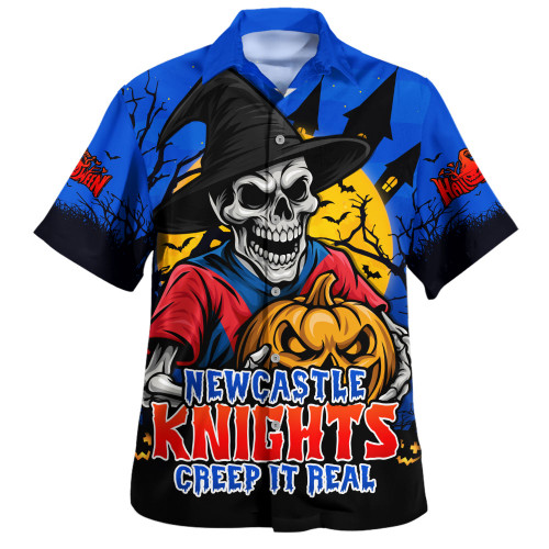 Newcastle Knights Hawaiian Shirt Dark Moon Rugby Halloween Battle Edition Newcastle Knights Hawaiian Shirt Dark Moon Rugby Halloween Battle Edition