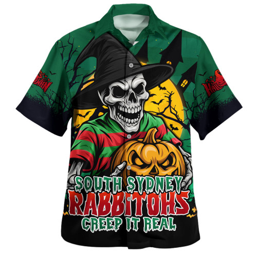 South Sydney Rabbitohs Hawaiian Shirt Dark Moon Rugby Halloween Battle Edition
