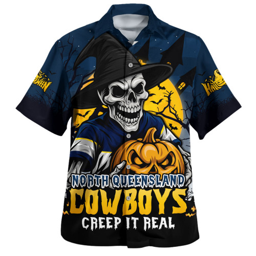North Queensland Cowboys Hawaiian Shirt Dark Moon Rugby Halloween Battle Edition