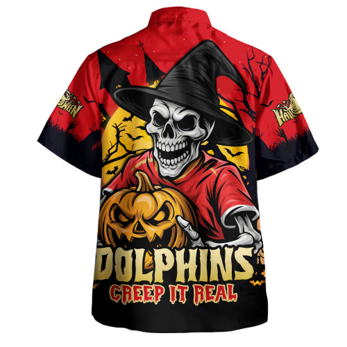 Redcliffe Dolphins Hawaiian Shirt Dark Moon Rugby Halloween Battle Edition