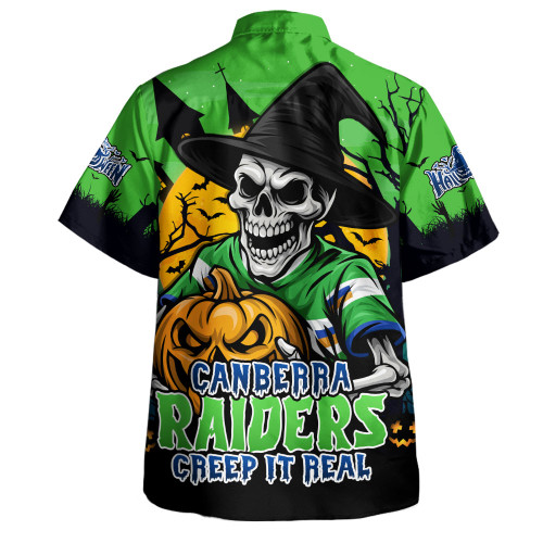 Canberra Raiders Hawaiian Shirt Dark Moon Rugby Halloween Battle Edition