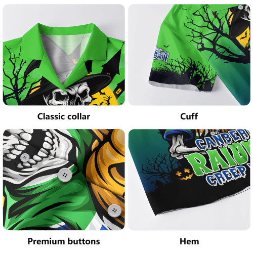 Canberra Raiders Hawaiian Shirt Dark Moon Rugby Halloween Battle Edition