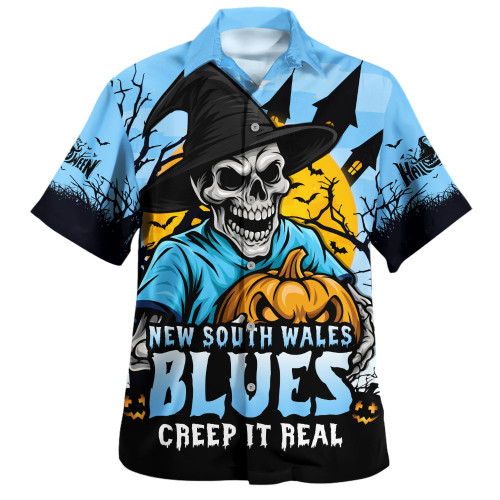New South Wales Blues Hawaiian Shirt Dark Moon Rugby Halloween Battle Edition New South Wales Blues Hawaiian Shirt Dark Moon Rugby Halloween Battle Edition