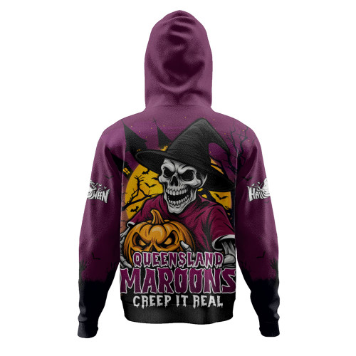 Queensland Maroons Hoodie Dark Moon Rugby Halloween Battle Edition