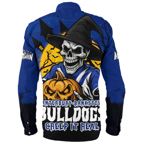 Canterbury-Bankstown Bulldogs Long Sleeve Shirt Dark Moon Rugby Halloween Battle Edition Canterbury-Bankstown Bulldogs Long Sleeve Shirt Dark Moon Rugby Halloween Battle Edition