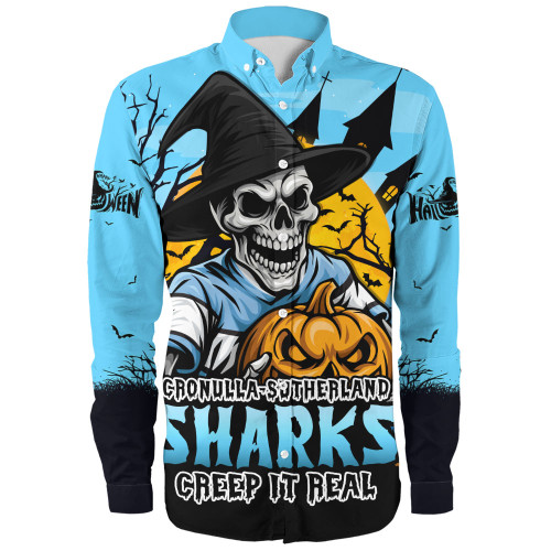 Cronulla-Sutherland Sharks Long Sleeve Shirt Dark Moon Rugby Halloween Battle Edition