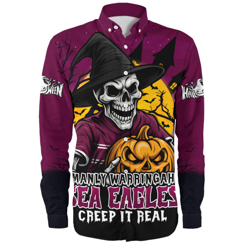 Manly Warringah Sea Eagles Long Sleeve Shirt Dark Moon Rugby Halloween Battle Edition