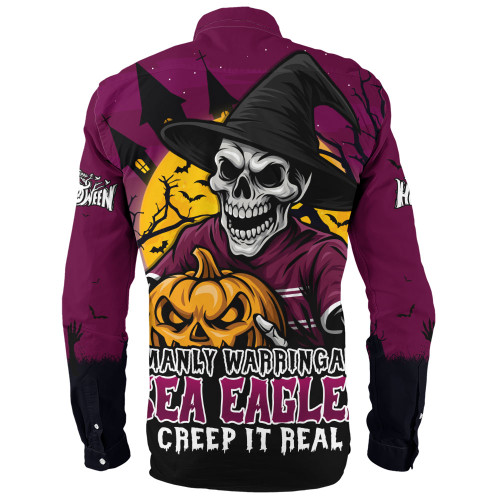 Manly Warringah Sea Eagles Long Sleeve Shirt Dark Moon Rugby Halloween Battle Edition
