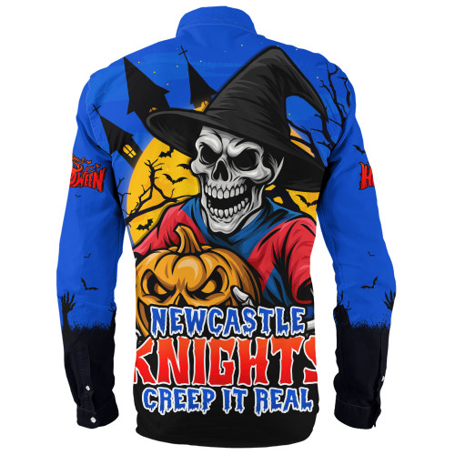 Newcastle Knights Long Sleeve Shirt Dark Moon Rugby Halloween Battle Edition