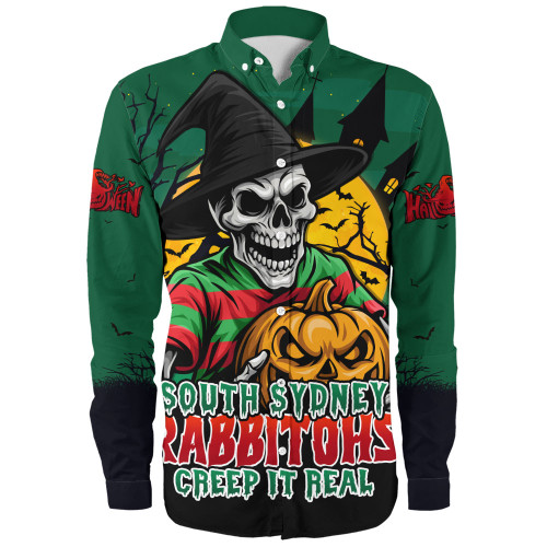 South Sydney Rabbitohs Long Sleeve Shirt Dark Moon Rugby Halloween Battle Edition