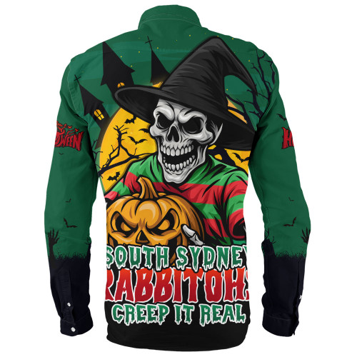 South Sydney Rabbitohs Long Sleeve Shirt Dark Moon Rugby Halloween Battle Edition
