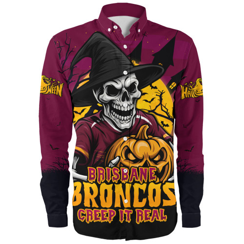 Brisbane Broncos Long Sleeve Shirt Dark Moon Rugby Halloween Battle Edition