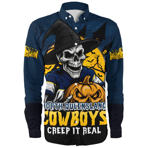 North Queensland Cowboys Long Sleeve Shirt Dark Moon Rugby Halloween Battle Edition