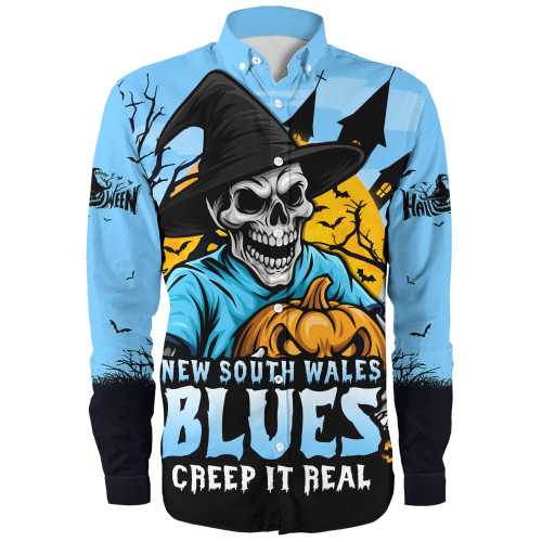 New South Wales Blues Long Sleeve Shirt Dark Moon Rugby Halloween Battle Edition