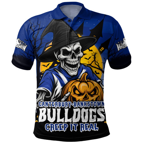 Canterbury-Bankstown Bulldogs Polo Shirt Dark Moon Rugby Halloween Battle Edition Canterbury-Bankstown Bulldogs Polo Shirt Dark Moon Rugby Halloween Battle Edition