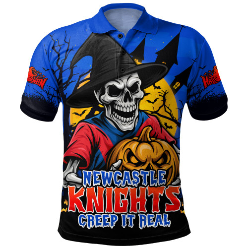 Newcastle Knights Polo Shirt Dark Moon Rugby Halloween Battle Edition
