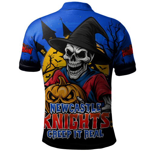 Newcastle Knights Polo Shirt Dark Moon Rugby Halloween Battle Edition