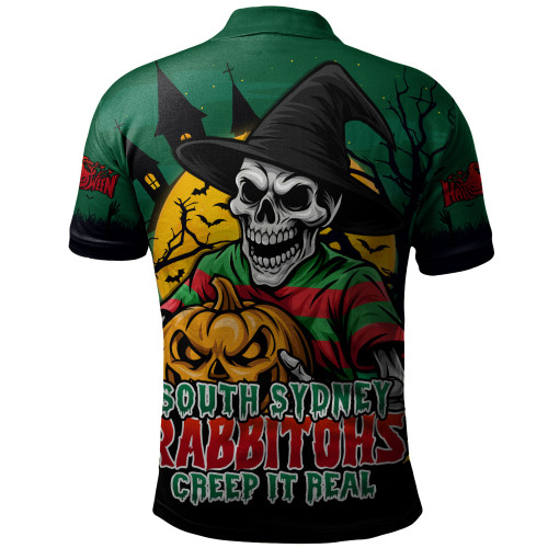 South Sydney Rabbitohs Polo Shirt Dark Moon Rugby Halloween Battle Edition