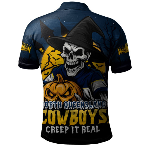 North Queensland Cowboys Polo Shirt Dark Moon Rugby Halloween Battle Edition