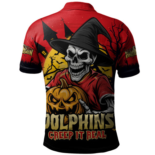Redcliffe Dolphins Polo Shirt Dark Moon Rugby Halloween Battle Edition