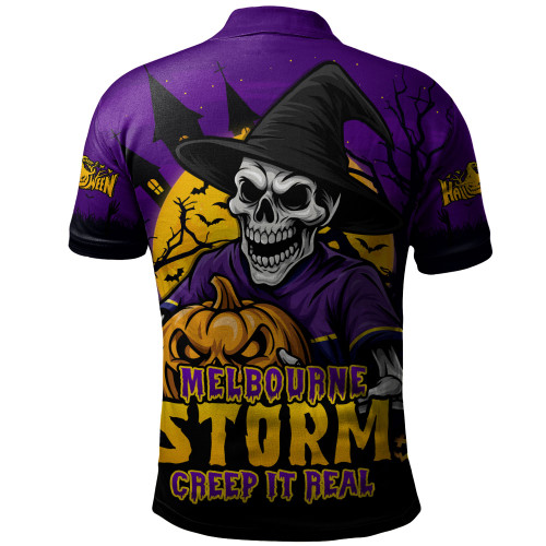 Melbourne Storm Polo Shirt Dark Moon Rugby Halloween Battle Edition