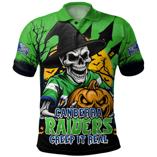 Canberra Raiders Polo Shirt Dark Moon Rugby Halloween Battle Edition