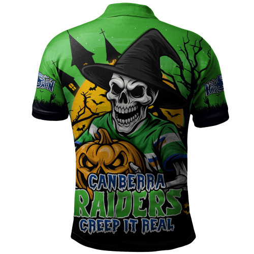 Canberra Raiders Polo Shirt Dark Moon Rugby Halloween Battle Edition