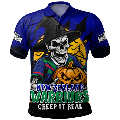 New Zealand Warriors Polo Shirt Dark Moon Rugby Halloween Battle Edition
