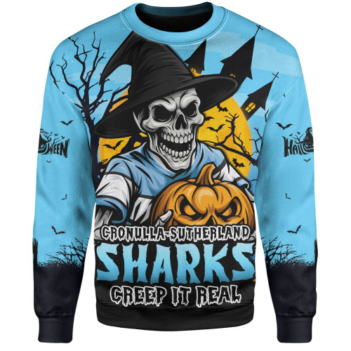 Cronulla-Sutherland Sharks Sweatshirt Dark Moon Rugby Halloween Battle Edition Cronulla-Sutherland Sharks Sweatshirt Dark Moon Rugby Halloween Battle Edition