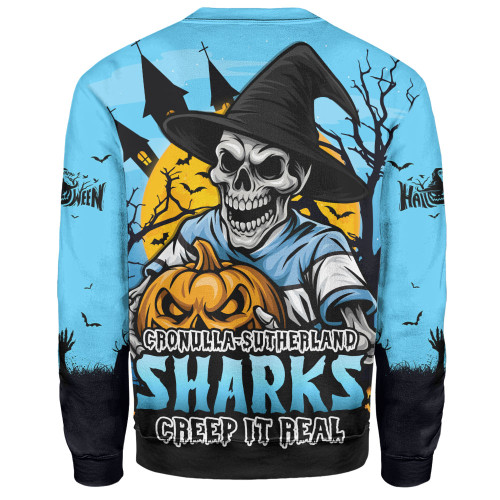 Cronulla-Sutherland Sharks Sweatshirt Dark Moon Rugby Halloween Battle Edition
