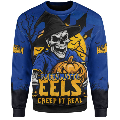 Parramatta Eels Sweatshirt Dark Moon Rugby Halloween Battle Edition