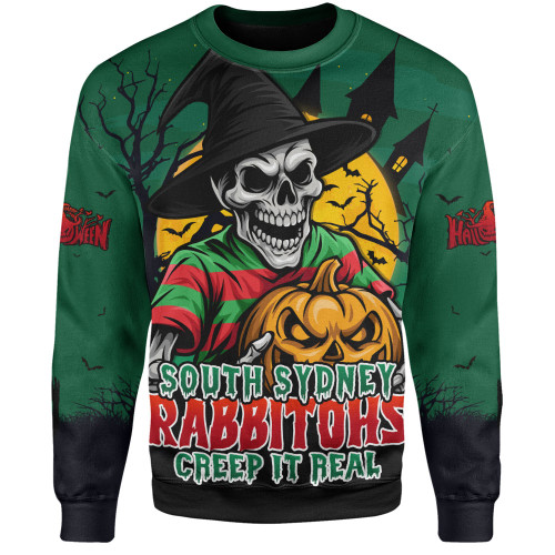 South Sydney Rabbitohs Sweatshirt Dark Moon Rugby Halloween Battle Edition South Sydney Rabbitohs Sweatshirt Dark Moon Rugby Halloween Battle Edition