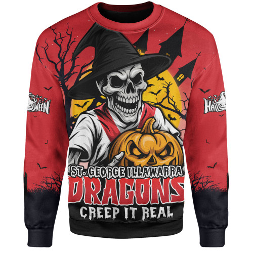 St. George Illawarra Dragons Sweatshirt Dark Moon Rugby Halloween Battle Edition
