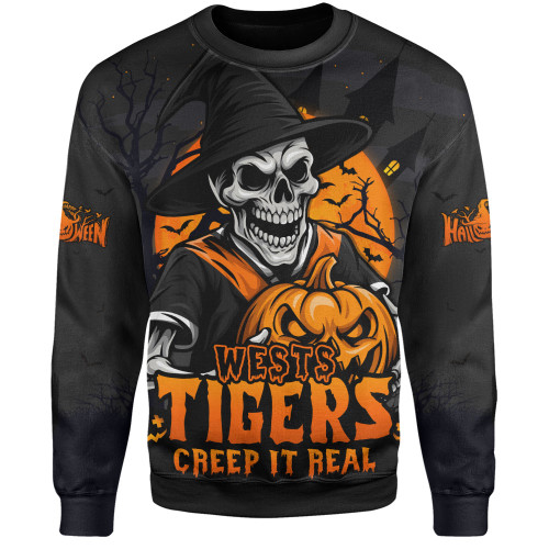 Wests Tigers Sweatshirt Dark Moon Rugby Halloween Battle Edition Wests Tigers Sweatshirt Dark Moon Rugby Halloween Battle Edition