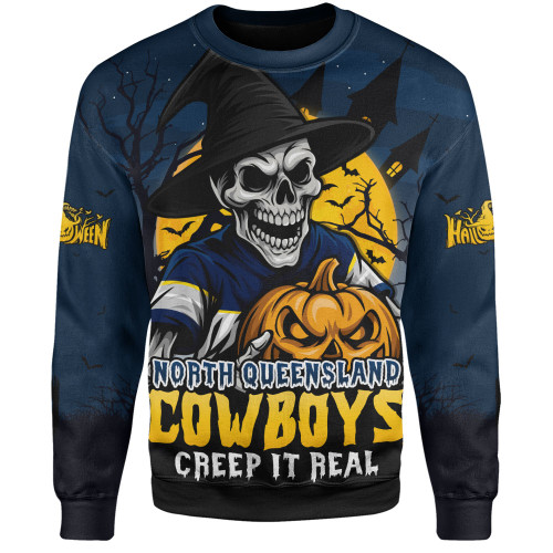North Queensland Cowboys Sweatshirt Dark Moon Rugby Halloween Battle Edition