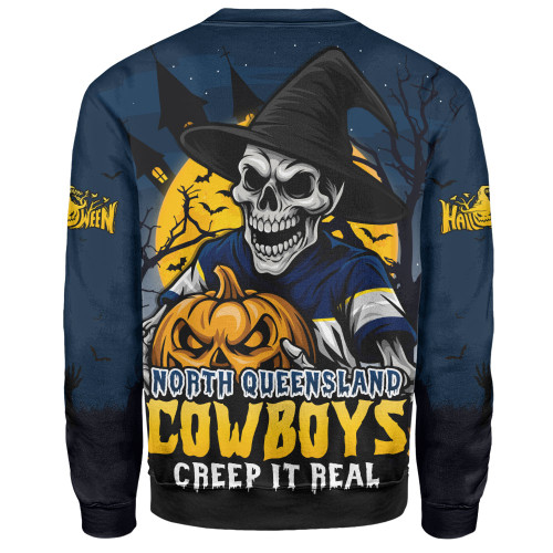 North Queensland Cowboys Sweatshirt Dark Moon Rugby Halloween Battle Edition North Queensland Cowboys Sweatshirt Dark Moon Rugby Halloween Battle Edition