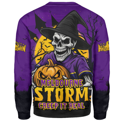 Melbourne Storm Sweatshirt Dark Moon Rugby Halloween Battle Edition