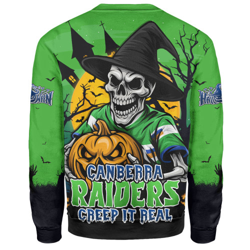 Canberra Raiders Sweatshirt Dark Moon Rugby Halloween Battle Edition