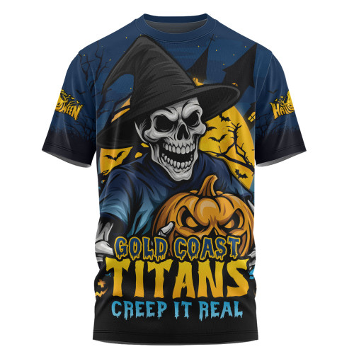 Gold Coast Titans T-Shirt Dark Moon Rugby Halloween Battle Edition Gold Coast Titans T-Shirt Dark Moon Rugby Halloween Battle Edition