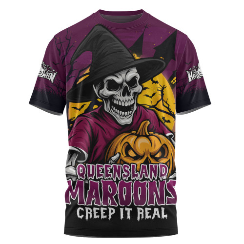 Queensland Maroons T-Shirt Dark Moon Rugby Halloween Battle Edition