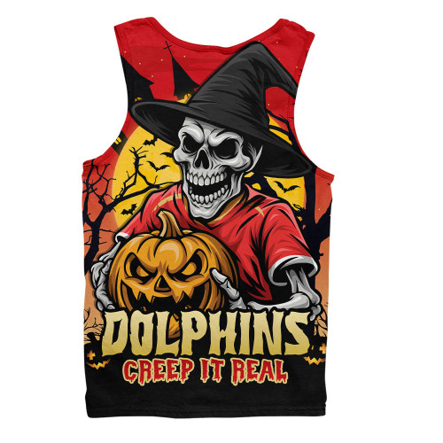 Redcliffe Dolphins Men Singlet Dark Moon Rugby Halloween Battle Edition