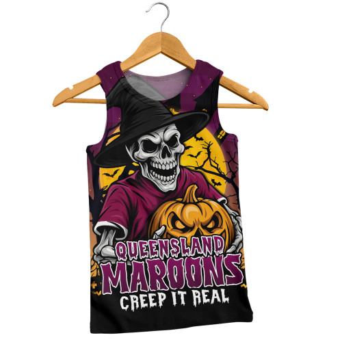 Queensland Maroons Men Singlet Dark Moon Rugby Halloween Battle Edition