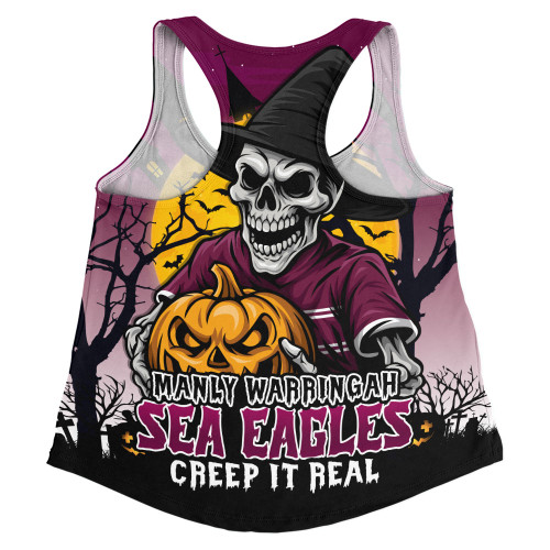 Manly Warringah Sea Eagles Women Racerback Singlet Dark Moon Rugby Halloween Battle Edition