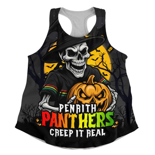 Penrith Panthers Women Racerback Singlet Dark Moon Rugby Halloween Battle Edition