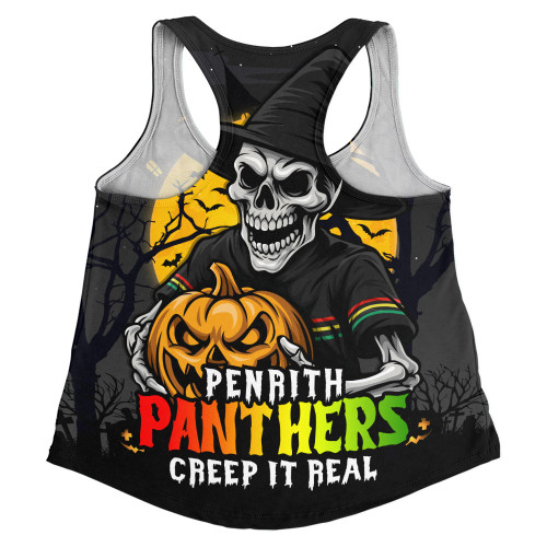 Penrith Panthers Women Racerback Singlet Dark Moon Rugby Halloween Battle Edition