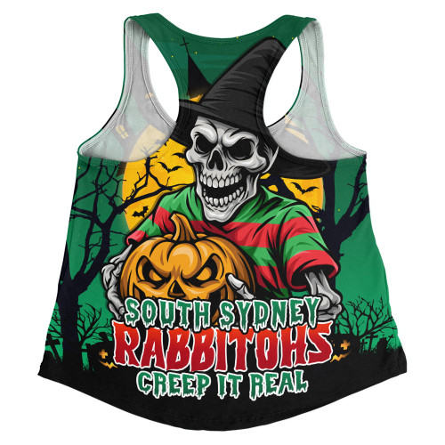 South Sydney Rabbitohs Women Racerback Singlet Dark Moon Rugby Halloween Battle Edition